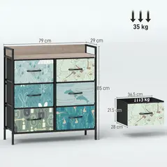 HOMCOM 6-Drawer Chest of Drawers - Blue - 3