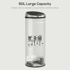 HOMCOM 50L Stainless Steel Sensor Bin - Silver Tone - 7