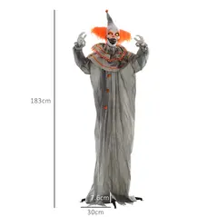 HOMCOM 6' Orange Clown Halloween Animatronic, with Glowing Eyes - 3