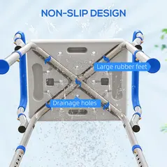 HOMCOM 57-69cm Aluminium Frame Bath Seat - 6