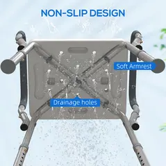 HOMCOM 57-69cm Aluminium Frame Bath Seat - 8