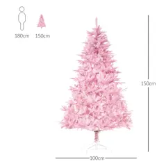 HOMCOM 5FT Artificial Christmas Tree Holiday Xmas Holiday Tree Decoration with Automatic Open for Home Party, Pink - 3