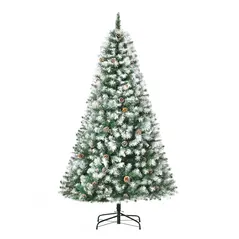 HOMCOM 6FT Artificial Christmas Tree with Pine Cones, Holiday Home Xmas Decoration Automatic Open, Green - 1