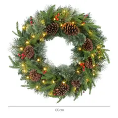 HOMCOM 60" Cone and Berry Christmas Wreath, with LED Lights - 3