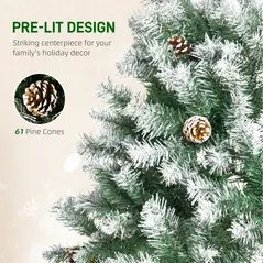 HOMCOM 6FT Artificial Christmas Tree with Pine Cones, Holiday Home Xmas Decoration Automatic Open, Green - 6