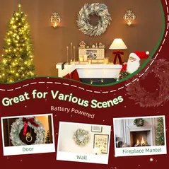 HOMCOM 60cm/ 24inch Flocked Prelit Christmas Wreath - 7