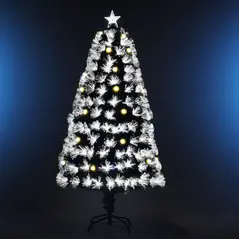 HOMCOM 5ft White Light Artificial Christmas Tree w/ 180 LEDs Star Topper Tri-Base Full Bodied Seasonal Decoration Pre-Lit Home - 4