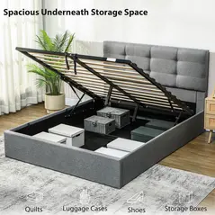 HOMCOM 5ft King Ottoman Bed with Gas Lift Storage - Grey - 4