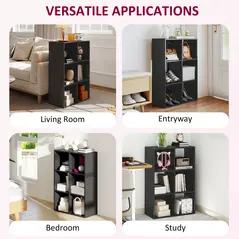 HOMCOM 6-Cube Bookshelf - Black - 6