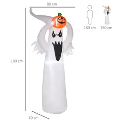 HOMCOM 6FT 1.8m LED Halloween Inflatable Decoration Floating Ghost & Pumpkin Party Outdoors Yard Lawn - 3
