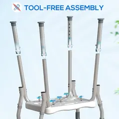 HOMCOM 57-69cm Aluminium Frame Bath Seat - Light Blue - 7