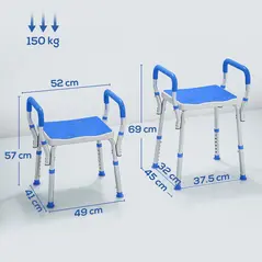 HOMCOM 57-69cm Aluminium Frame Bath Seat - 3