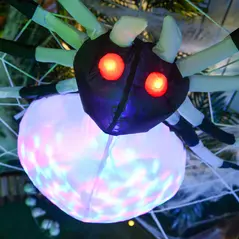 HOMCOM 5FT Long Halloween Inflatable Spider, Hanging Giant Spider with Colourful LED Light, Blow-Up Outdoor LED Garden Display for Lawn, Party - 8