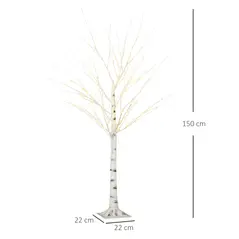 HOMCOM 5ft Artificial White Birch Tree Light with Warm White Pre-Lit LED Light for Indoor and Covered Outdoor Use - 3