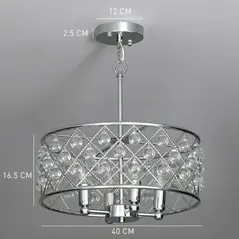 HOMCOM 51 Crystallite Four-Bulb Chandelier - Silver-Tone - 3