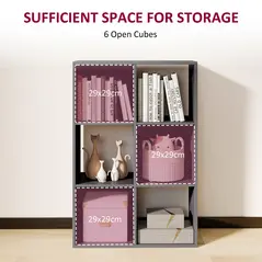 HOMCOM 6-Cube Bookshelf - Grey - 4