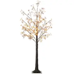 HOMCOM 5ft Artificial Gypsophila Blossom Tree Light with 96 Warm White LED Light, Baby Breath Flowers for Home Party Wedding, Indoor and Outdoor Use - 1