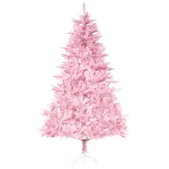 HOMCOM 5FT Artificial Christmas Tree Holiday Xmas Holiday Tree Decoration with Automatic Open for Home Party, Pink - 1