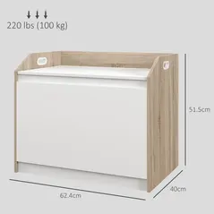 HOMCOM 60 x 35.5cm Storage Ottoman Box, with Top Seat - White - 3