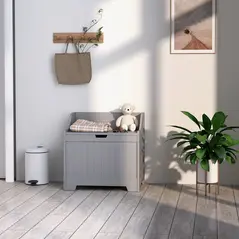 HOMCOM 61L Home Storage Chest - Grey - 7