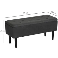 HOMCOM 57L Teddy Fleece Storage Ottoman - Dark Grey - 3