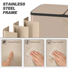 HOMCOM 56L Dual Compartment Stainless Steel Bin, with Deodoriser Holders - Gold Tone - 8