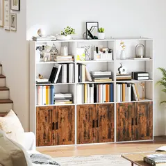 HOMCOM 5-Tier Bookcase with Adjustable Shelf - Rustic Brown - 8