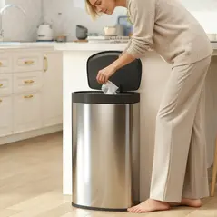 HOMCOM 55L Sensor Bin with Soft-Close Lid, Automatic Touchless Motion Sensor Kitchen Bin with Fingerprint Resistant Stainless Steel for Hygienic Gyms, Home Office Use, Silver Tone - 2