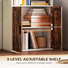 HOMCOM 5-Tier Bookcase with Adjustable Shelf - Rustic Brown - 5