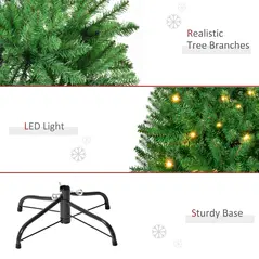 HOMCOM 5FT Christmas Tree Warm White LED Light Holiday Home Decoration, Green - 8