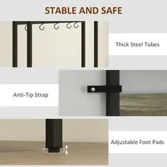 HOMCOM 5-In-1 Industrial-Style Hallway Tree - Grey/Black - 8