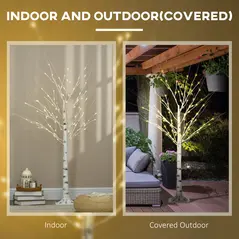 HOMCOM 5ft Artificial White Birch Tree Light with Warm White Pre-Lit LED Light for Indoor and Covered Outdoor Use - 7