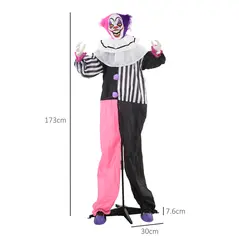 HOMCOM 5'6" Scary Laughing Clown Halloween Animatronic, with Glowing Eyes - 3