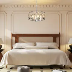 HOMCOM 51 Crystallite Four-Bulb Chandelier - Silver-Tone - 8