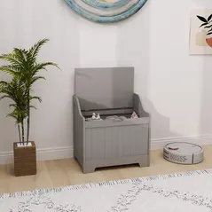 HOMCOM 61L Home Storage Chest - Grey - 2