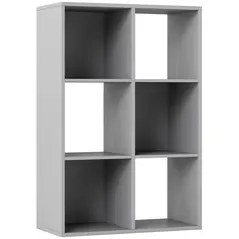 HOMCOM 6-Cube Bookshelf - Light Grey - 1