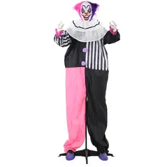 HOMCOM 5'6" Scary Laughing Clown Halloween Animatronic, with Glowing Eyes - 1