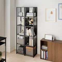 HOMCOM 5-Tier Bookshelf with Steel Frame - Grey - 8
