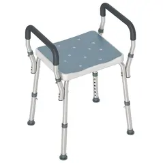 HOMCOM 57-69cm Aluminium Frame Bath Seat - Light Blue - 1