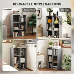HOMCOM 6-Cube Bookshelf - Light Grey - 6