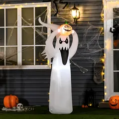 HOMCOM 6FT 1.8m LED Halloween Inflatable Decoration Floating Ghost & Pumpkin Party Outdoors Yard Lawn - 2