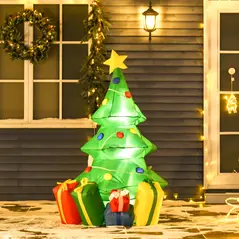 HOMCOM 5ft Inflatable Christmas Tree Xmas Air Blown Holiday Decoration LED Lawn Yard Outdoor Ornaments - 2