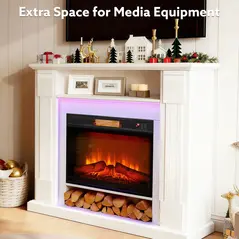 HOMCOM 6142 BTU Fireplace and LED Mantel, 17-27°C - White - 8