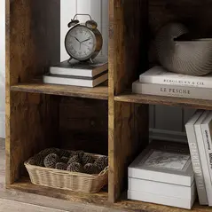 HOMCOM 6-Cube Bookshelf - Rustic Brown - 9