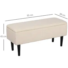 HOMCOM 57L Teddy Fleece Storage Ottoman - Cream - 3