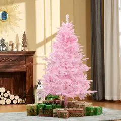 HOMCOM 5FT Artificial Christmas Tree Holiday Xmas Holiday Tree Decoration with Automatic Open for Home Party, Pink - 2