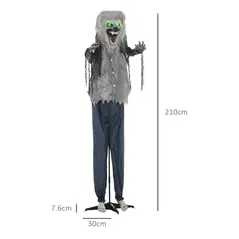 HOMCOM 6'8" Skeleton Werewolf Halloween Animatronic, with Glowing Eyes - 3