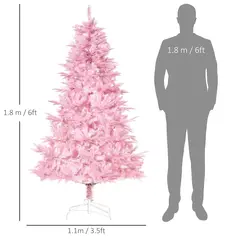 HOMCOM 6FT Artificial Christmas Tree Holiday Xmas Holiday Tree Decoration with Automatic Open for Home Party, Pink - 3