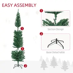 HOMCOM 6' Artificial Prelit Christmas Trees Holiday Décor with Colourful LED Lights, Pencil Shape, Steel Base - 8
