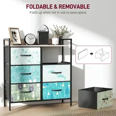 HOMCOM 6-Drawer Chest of Drawers - Blue - 6